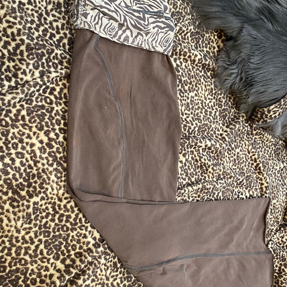 brown zebra fold over leggings